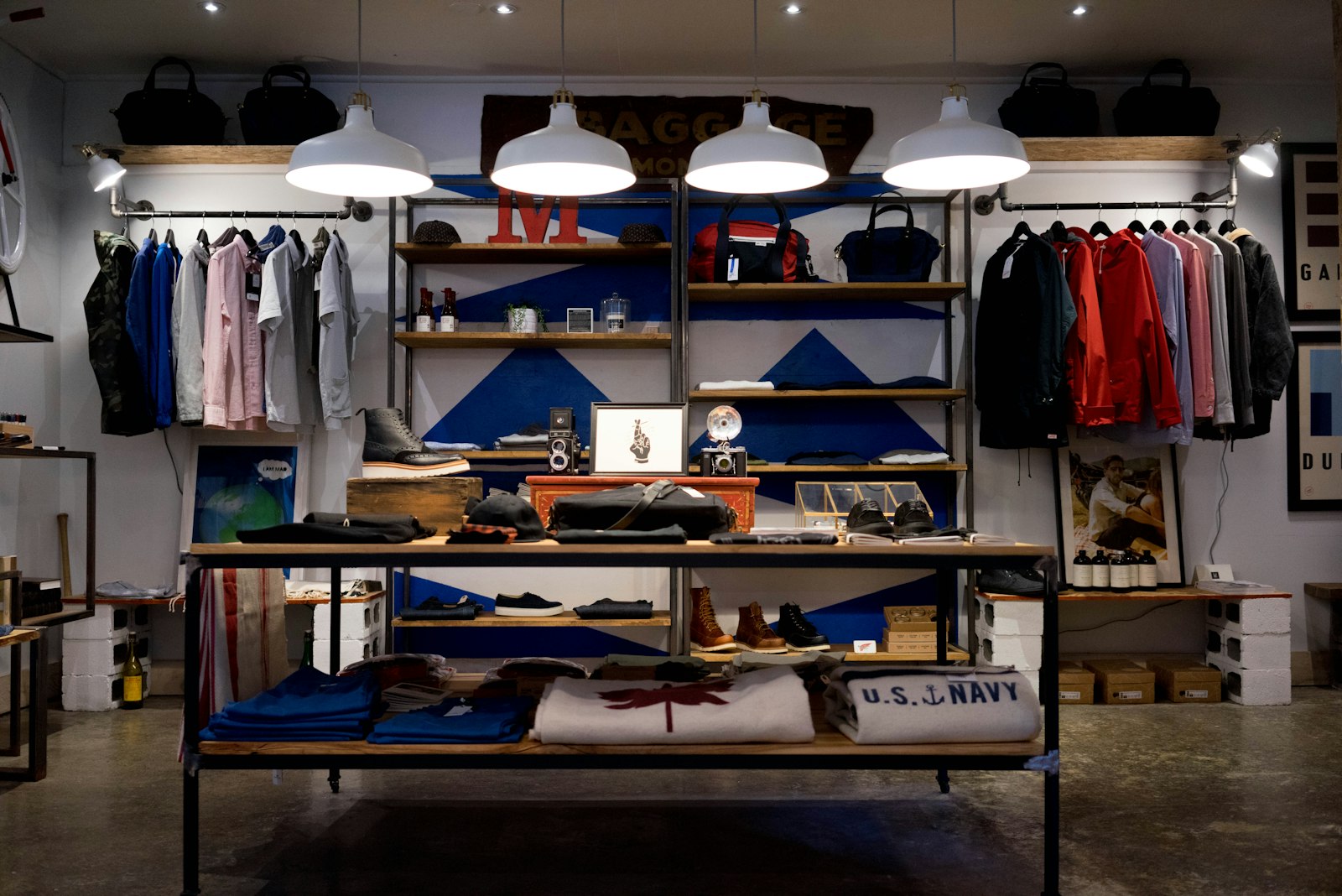 Retail store interior with merchandise displays